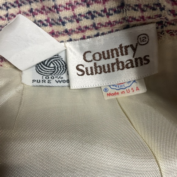 Country Suburbans Wool Skirt Suit Vintage Houndstooth Made USA Size 12 - Picture 6 of 7